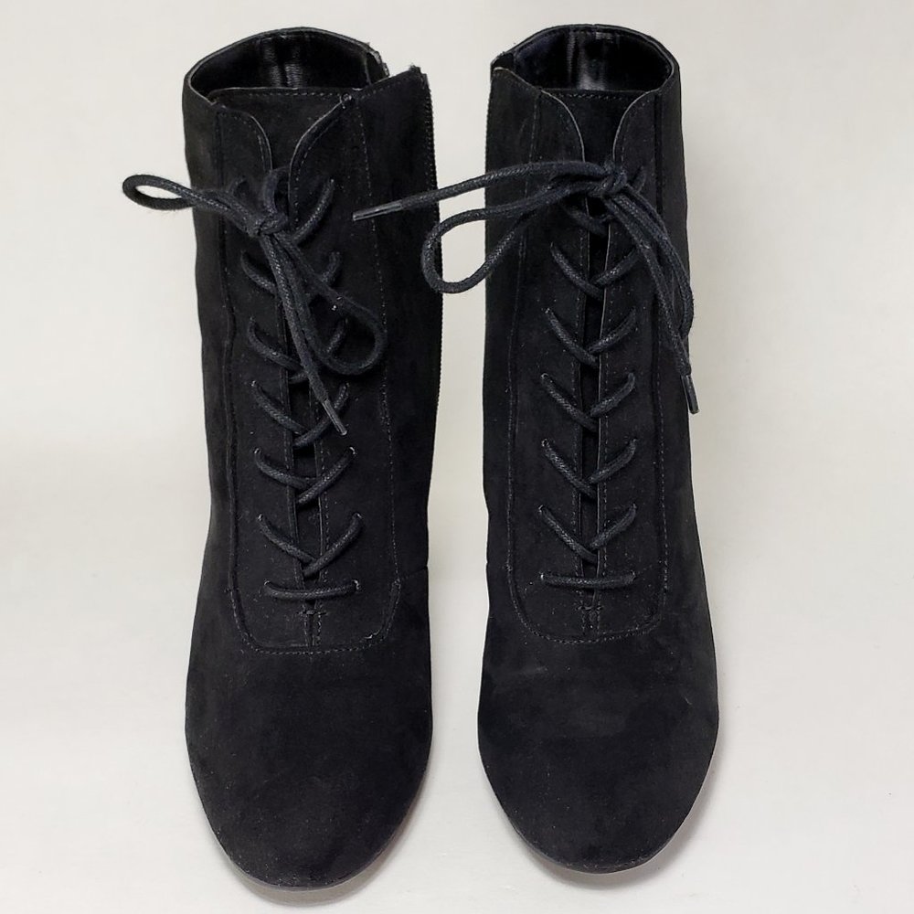 3'' Size 8 A New Day Black Velvet Lace Up Boots